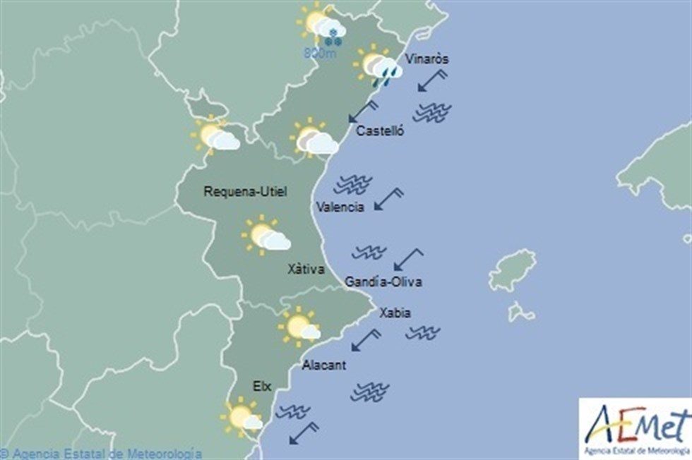 El cielo se irá nublando a lo largo del día y puede llover en la mitad norte de Castellón