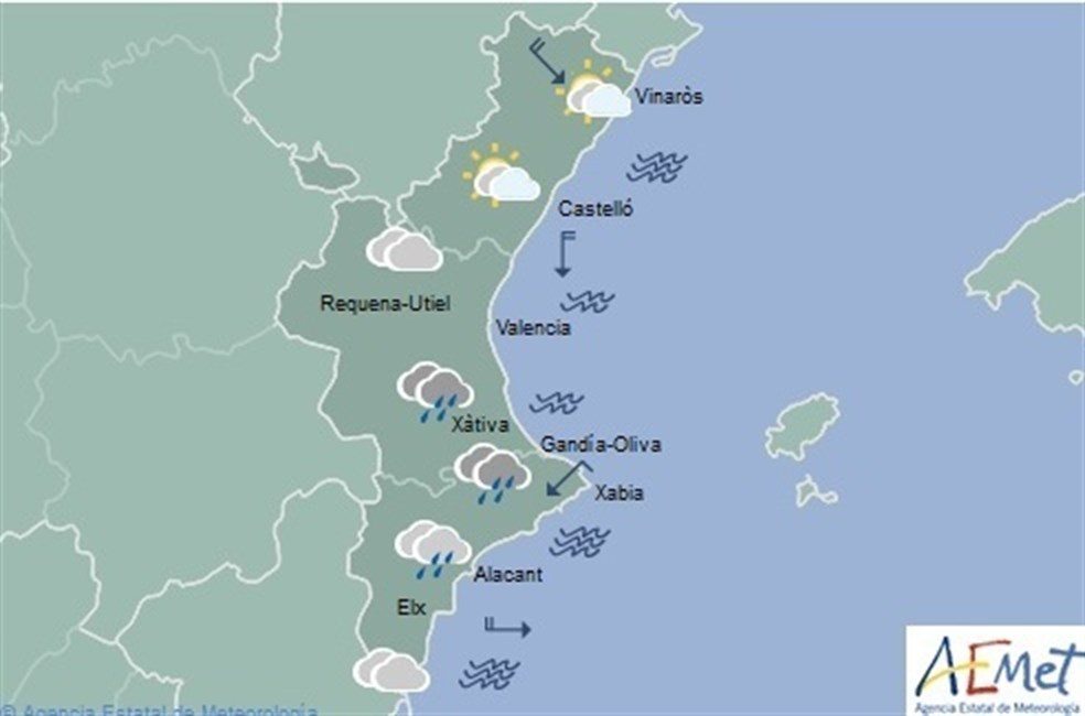 Las lluvias regresan este lunes a la Comunitat Valenciana acompañadas de un descenso de temperaturas