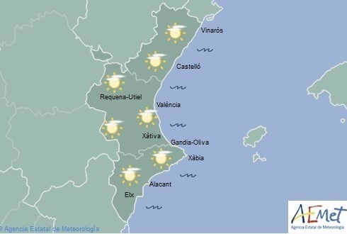 Mapa del tiempo en la Comunitat Valenciana para este jueves