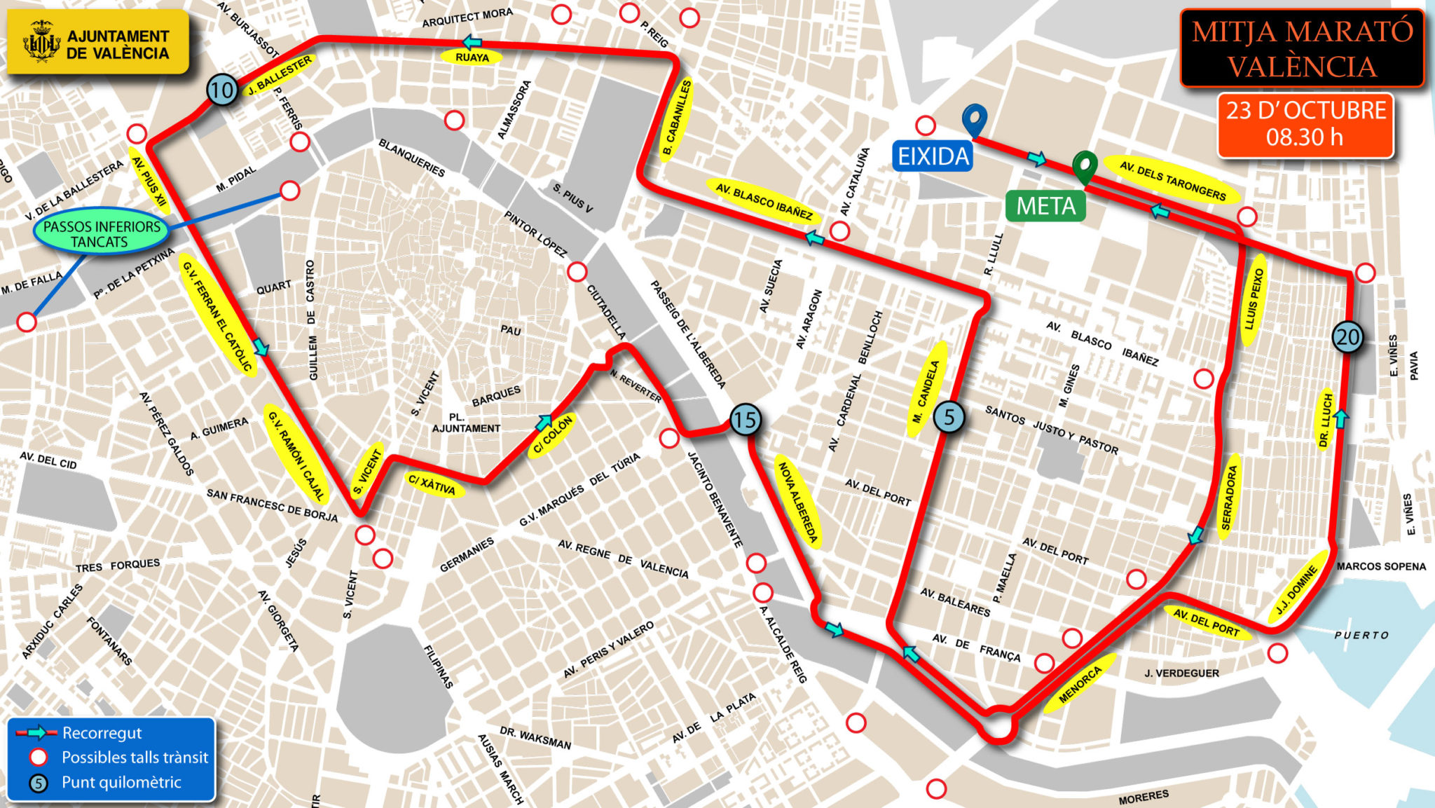 Estas son las calles cortadas por el Medio Maratón que se celebrará este domingo