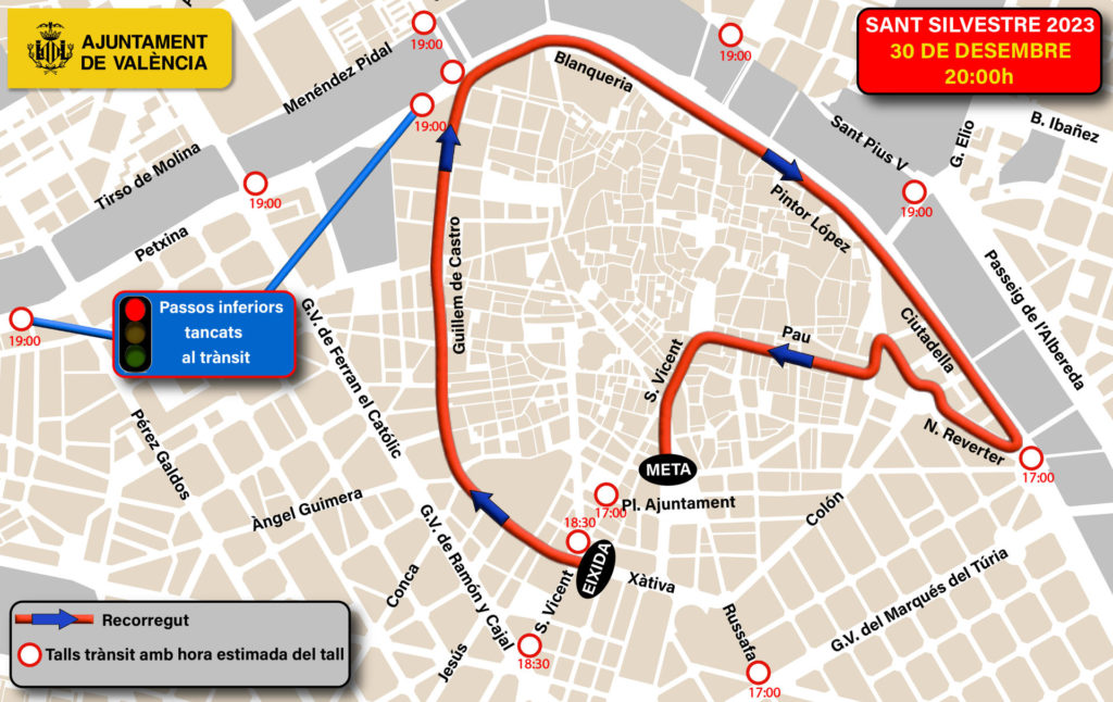 Valencia prepara un dispositivo especial de tráfico para la carrera San Silvestre