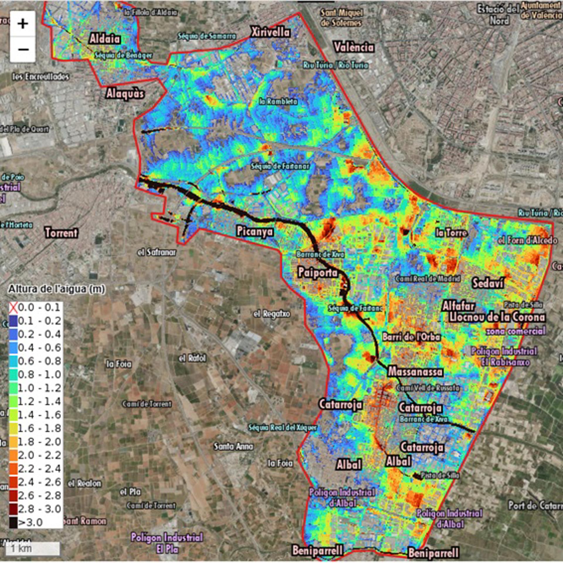 Mapa cartografía dana Valencia